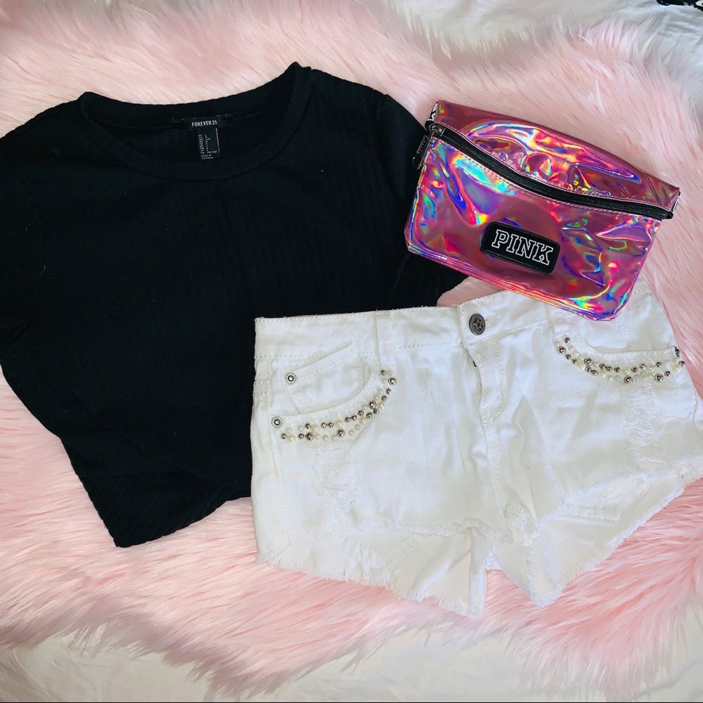 Material Girl White Frayed Shorts
